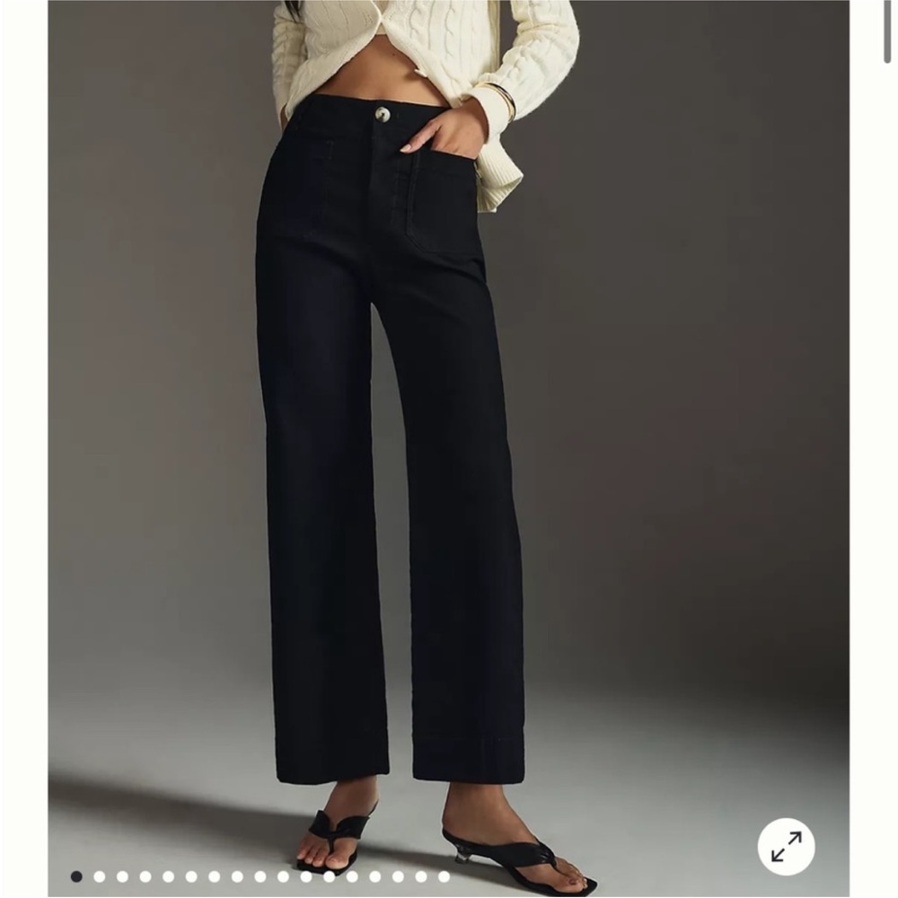 Anthropologie Black High-Rise Wide-Leg Pants